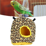 Warm Birdhouse Round Shape Soft Plush Save Space Easy Clean Safety Parrots HouseLeopard Print - Extra Image