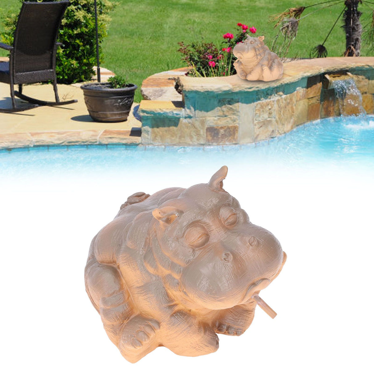 Hippo Decor Hippo Appearance Fine Workmanship Resin Material Small Volume Pond Spitters