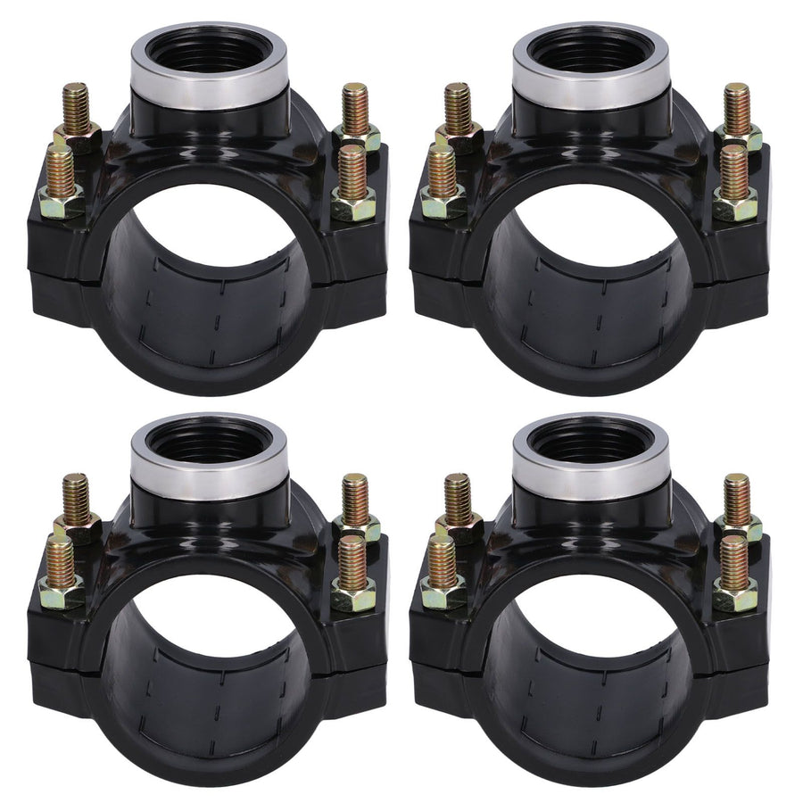 4 Sets Water Drain Saddle Plastic Pipe Additional Quick Connector Tee Kit G1 Female Thread