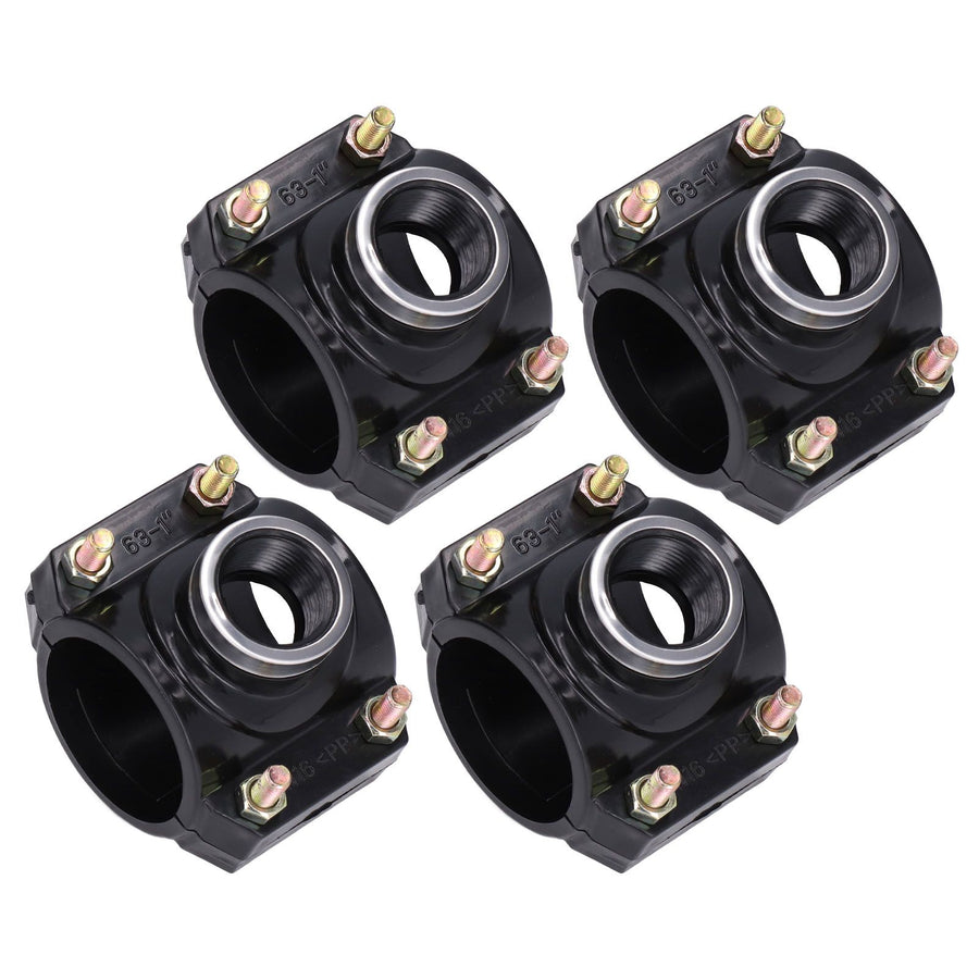 4 Sets Water Drain Saddle Plastic Pipe Additional Quick Connector Tee Kit G1 Female Thread