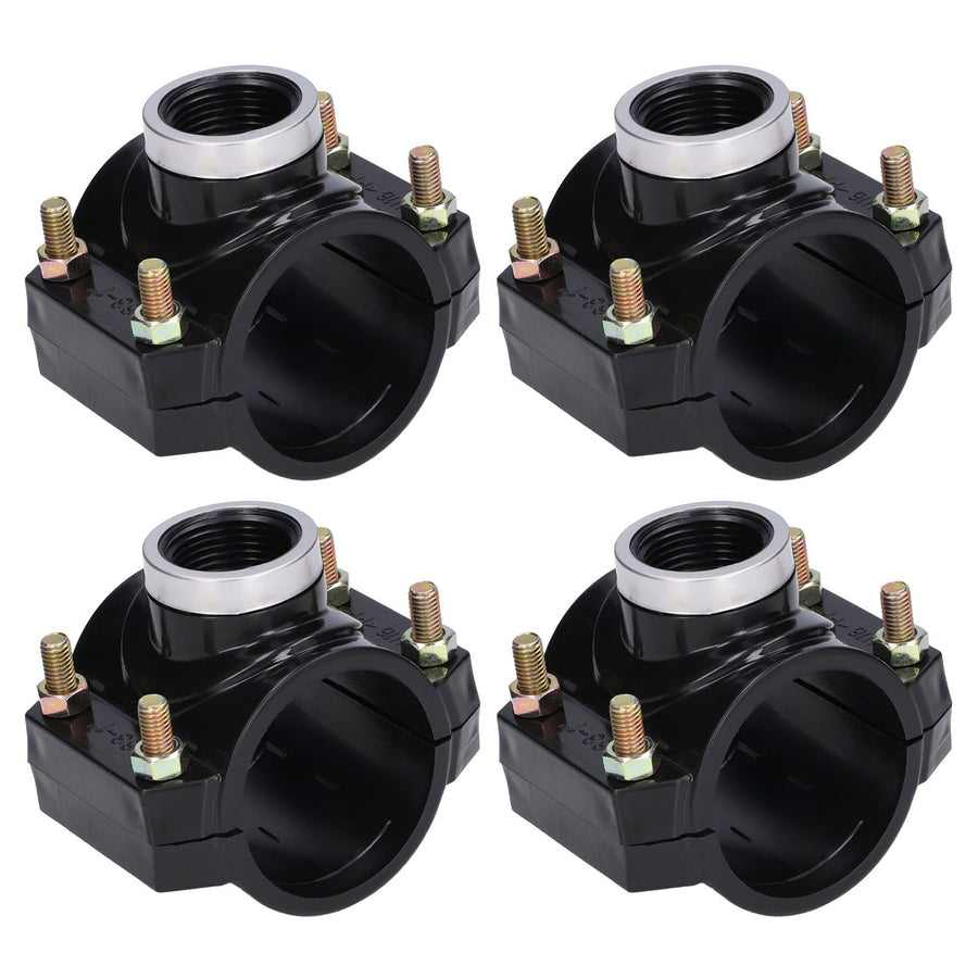 4 Sets Water Drain Saddle Plastic Pipe Additional Quick Connector Tee Kit G1 Female Thread