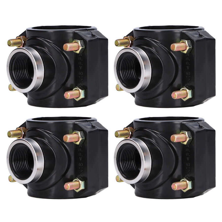 4 Sets Water Drain Saddle Plastic Pipe Additional Quick Connector Tee Kit G1 Female Thread