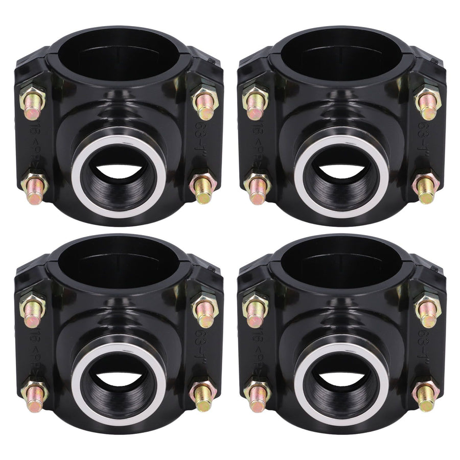 4 Sets Water Drain Saddle Plastic Pipe Additional Quick Connector Tee Kit G1 Female Thread