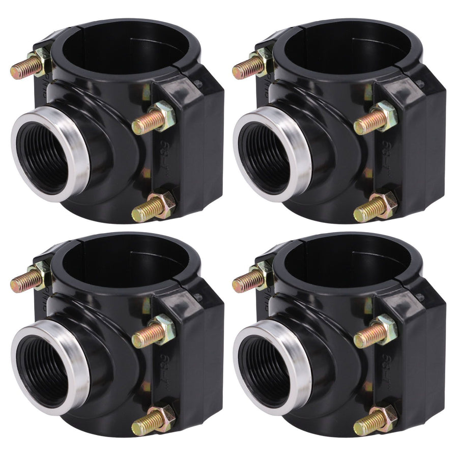 4 Sets Water Drain Saddle Plastic Pipe Additional Quick Connector Tee Kit G1 Female Thread