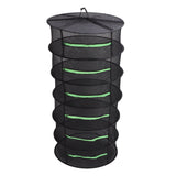 Herb Drying Rack Breathable Mesh Hanging Foldable Dryer with Zippers Ring for Garden Plant - Top-Down View