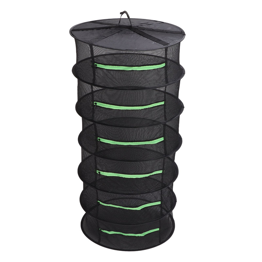 Herb Drying Rack Breathable Mesh Hanging Foldable Dryer with Zippers Ring for Garden Plant
