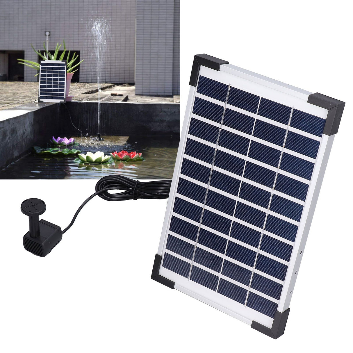 10V 5W Solar Fountain Kit Floating Solar Fountain Water Pump Kit for Gardens Pools Fish Tanks Aquariums