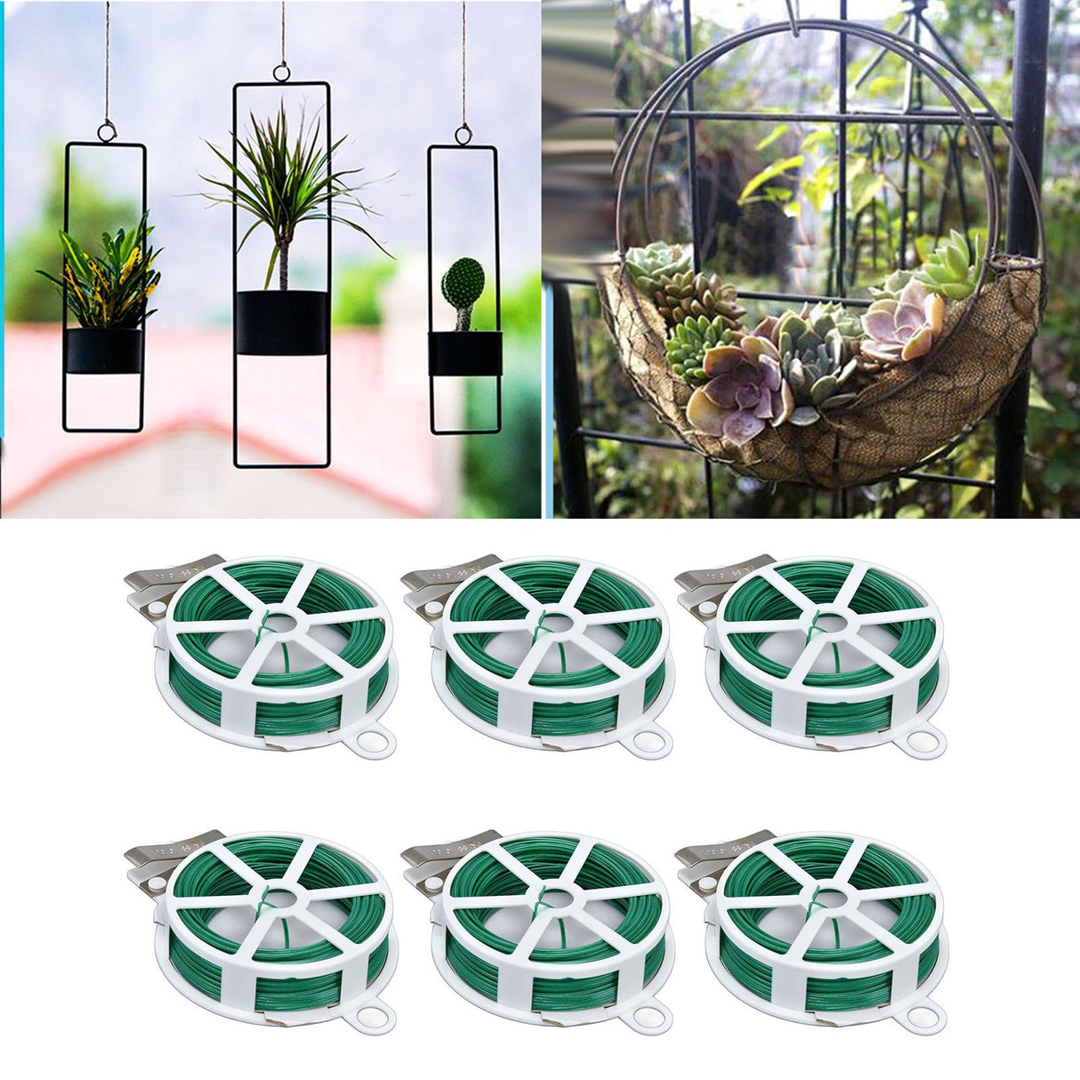 6Pcs Green Tie Wire Gardening Twist Tie Climbing Vine Tie Wire for DIY Flower Fixed Plant Support