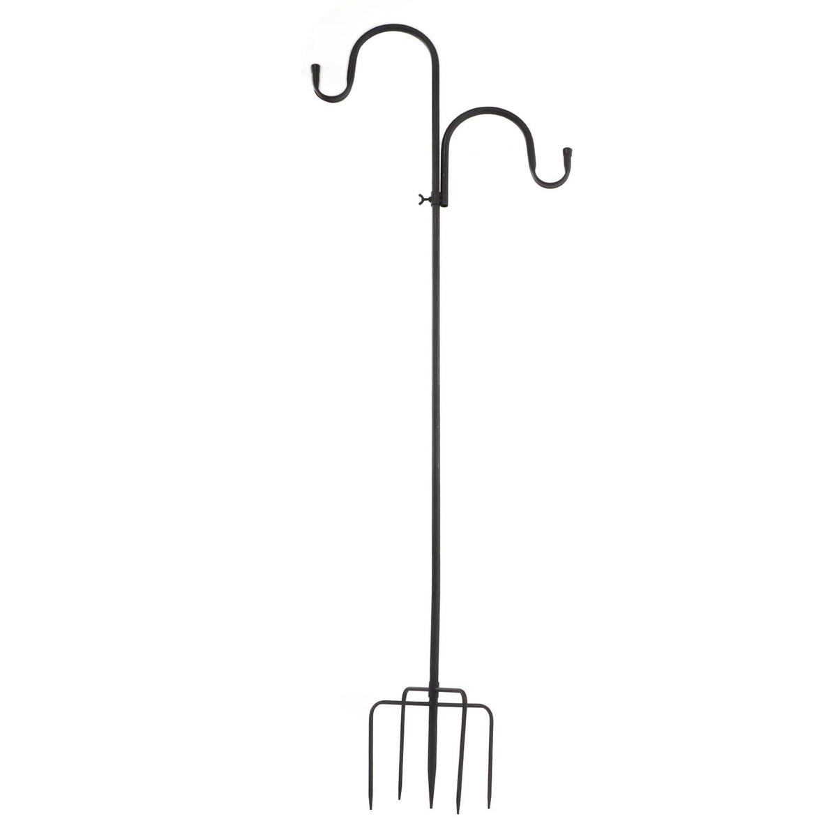 Shepherd's Hook Detachable Bird Feeder Hanger Iron 2 Hooks 5 Prong Bases Courtyard Accessories
