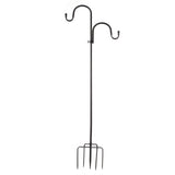 Shepherd's Hook Detachable Bird Feeder Hanger Iron 2 Hooks 5 Prong Bases Courtyard Accessories