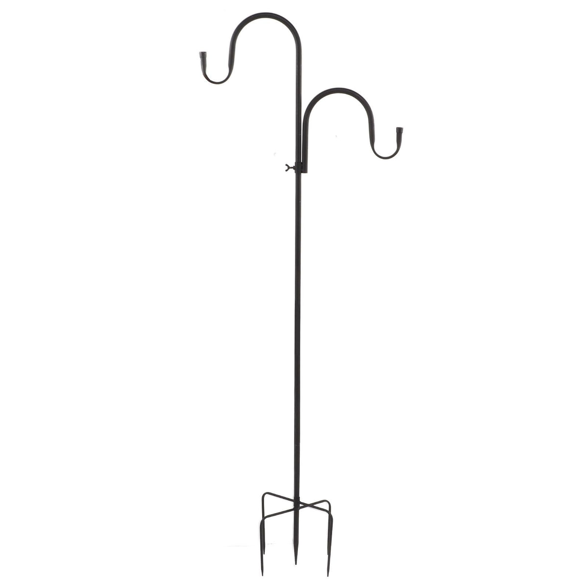 Shepherd's Hook Detachable Bird Feeder Hanger Iron 2 Hooks 5 Prong Bases Courtyard Accessories