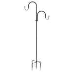 Shepherd's Hook Detachable Bird Feeder Hanger Iron 2 Hooks 5 Prong Bases Courtyard Accessories