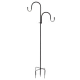 Shepherd's Hook Detachable Bird Feeder Hanger Iron 2 Hooks 5 Prong Bases Courtyard Accessories - Side View