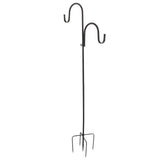 Shepherd's Hook Detachable Bird Feeder Hanger Iron 2 Hooks 5 Prong Bases Courtyard Accessories - Top-Down View