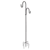 Shepherd's Hook Detachable Bird Feeder Hanger Iron 2 Hooks 5 Prong Bases Courtyard Accessories - 45-Degree Angle