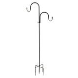 Shepherd's Hook Detachable Bird Feeder Hanger Iron 2 Hooks 5 Prong Bases Courtyard Accessories - Close-Up Angle