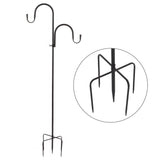 Shepherd's Hook Detachable Bird Feeder Hanger Iron 2 Hooks 5 Prong Bases Courtyard Accessories - Low Angle