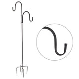 Shepherd's Hook Detachable Bird Feeder Hanger Iron 2 Hooks 5 Prong Bases Courtyard Accessories