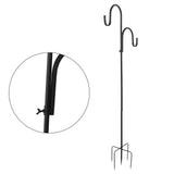 Shepherd's Hook Detachable Bird Feeder Hanger Iron 2 Hooks 5 Prong Bases Courtyard Accessories