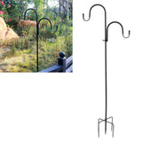 Shepherd's Hook Detachable Bird Feeder Hanger Iron 2 Hooks 5 Prong Bases Courtyard Accessories - Extra Image