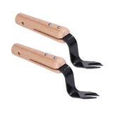 2Pcs Forked Head Hand Weeder Puller Wood Handle Remove Weeds Shovel Garden Weeding Fork Trimming Tools Planting Gadgets - Front View
