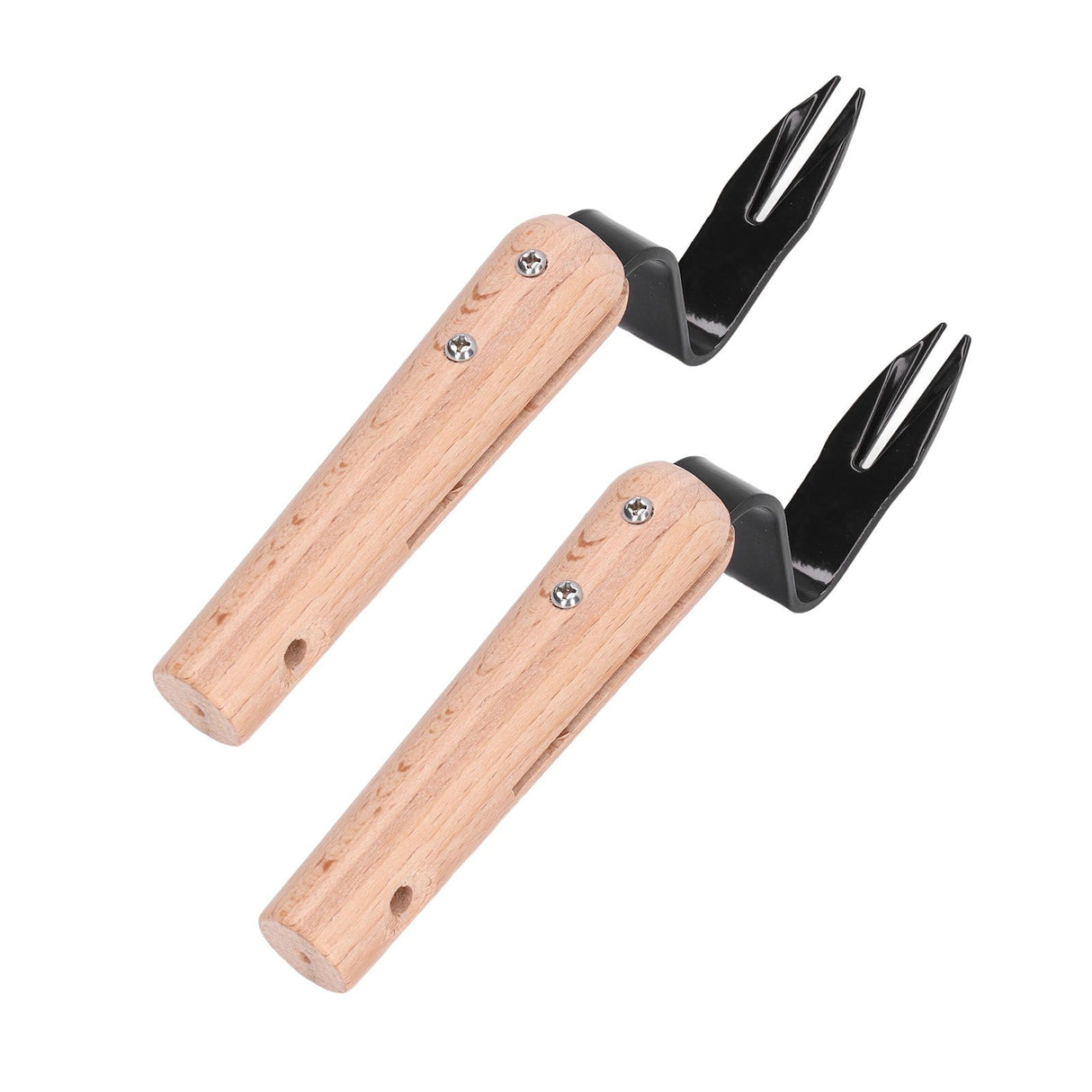 2Pcs Forked Head Hand Weeder Puller Wood Handle Remove Weeds Shovel Garden Weeding Fork Trimming Tools Planting Gadgets