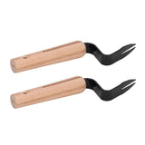 2Pcs Forked Head Hand Weeder Puller Wood Handle Remove Weeds Shovel Garden Weeding Fork Trimming Tools Planting Gadgets