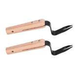 2Pcs Forked Head Hand Weeder Puller Wood Handle Remove Weeds Shovel Garden Weeding Fork Trimming Tools Planting Gadgets