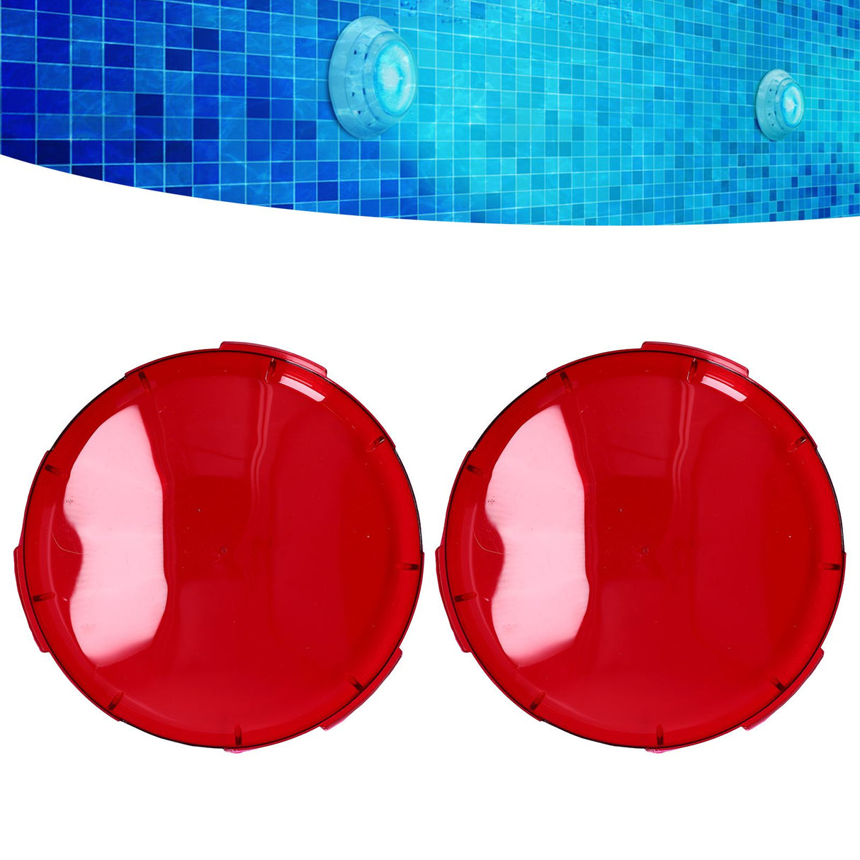 2Pcs Pool Lens Cover Plastic Red Transparent Underwater Light Lens Covers for Spa Lights 19cm