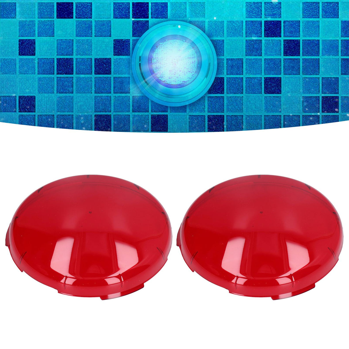 2Pcs Pool Lens Cover Plastic Red Transparent Underwater Light Lens Covers for Spa Lights 19cm