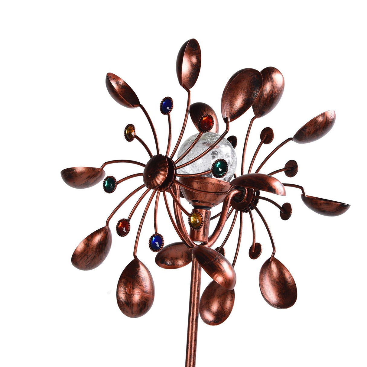 Solar Wind Spinners Multi Color LED Lights Garden Wind Catcher Windmill for Courtyard