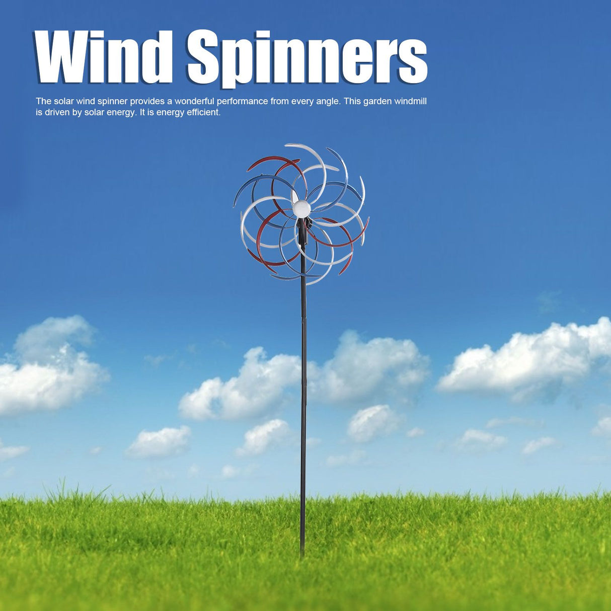 Outdoor Metal Wind Spinners LED Light Solar Powered Windmill for Yard Garden Lawns Decoration