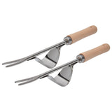 2Pcs Garden Hand Weeder Stainless Steel Sturdy Durable Rustproof Glossy Handle Weed Removal Tool - Front View