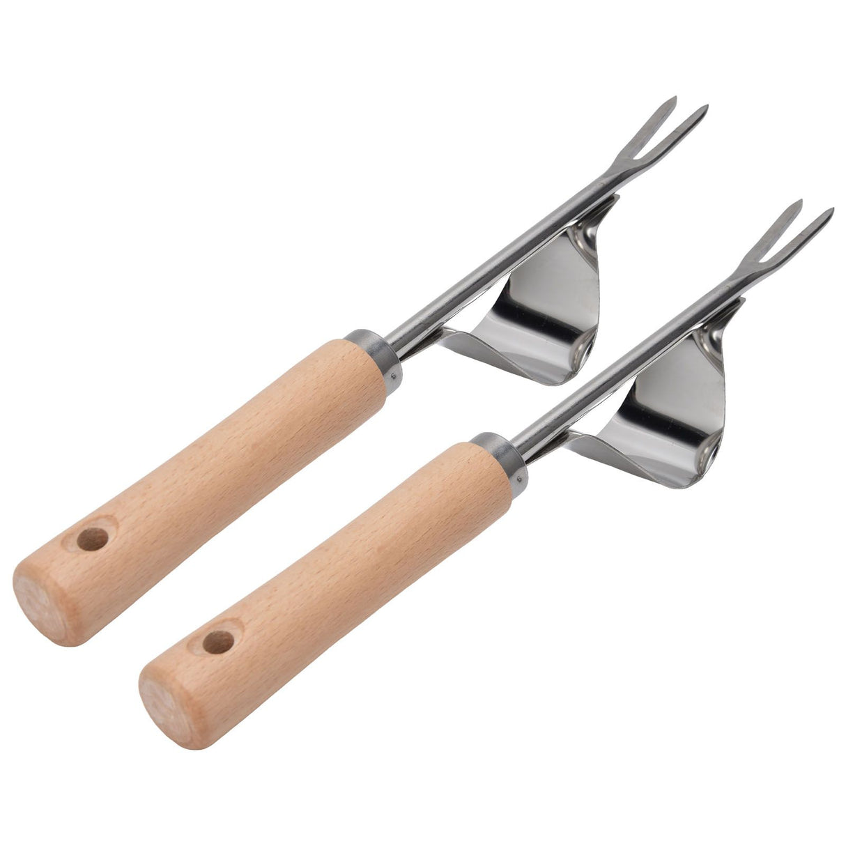 2Pcs Garden Hand Weeder Stainless Steel Sturdy Durable Rustproof Glossy Handle Weed Removal Tool
