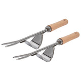 2Pcs Garden Hand Weeder Stainless Steel Sturdy Durable Rustproof Glossy Handle Weed Removal Tool