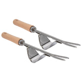 2Pcs Garden Hand Weeder Stainless Steel Sturdy Durable Rustproof Glossy Handle Weed Removal Tool