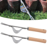 2Pcs Garden Hand Weeder Stainless Steel Sturdy Durable Rustproof Glossy Handle Weed Removal Tool
