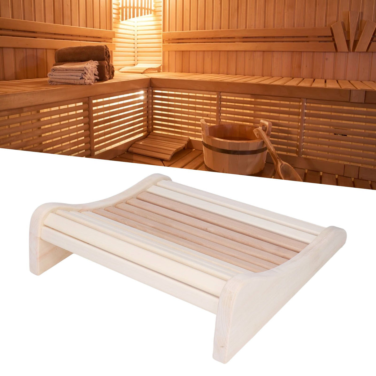 Sauna Pillow Relieving Pain Convenient Practical Relaxing Comfortable Ergonomic Design Wooden Back Bolster