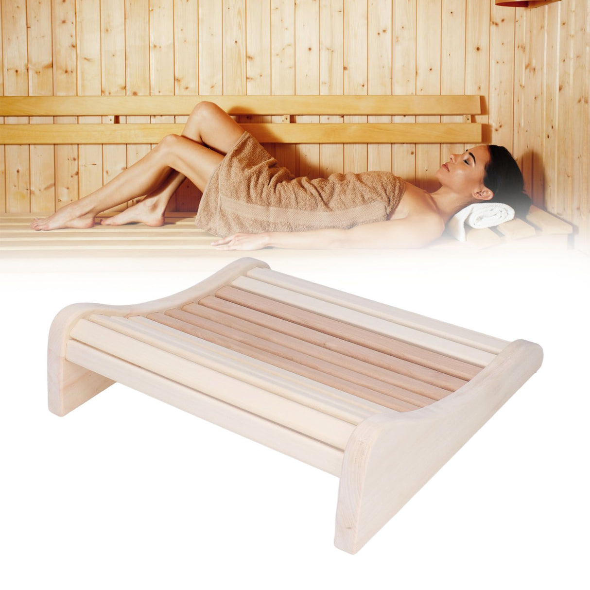 Sauna Pillow Relieving Pain Convenient Practical Relaxing Comfortable Ergonomic Design Wooden Back Bolster