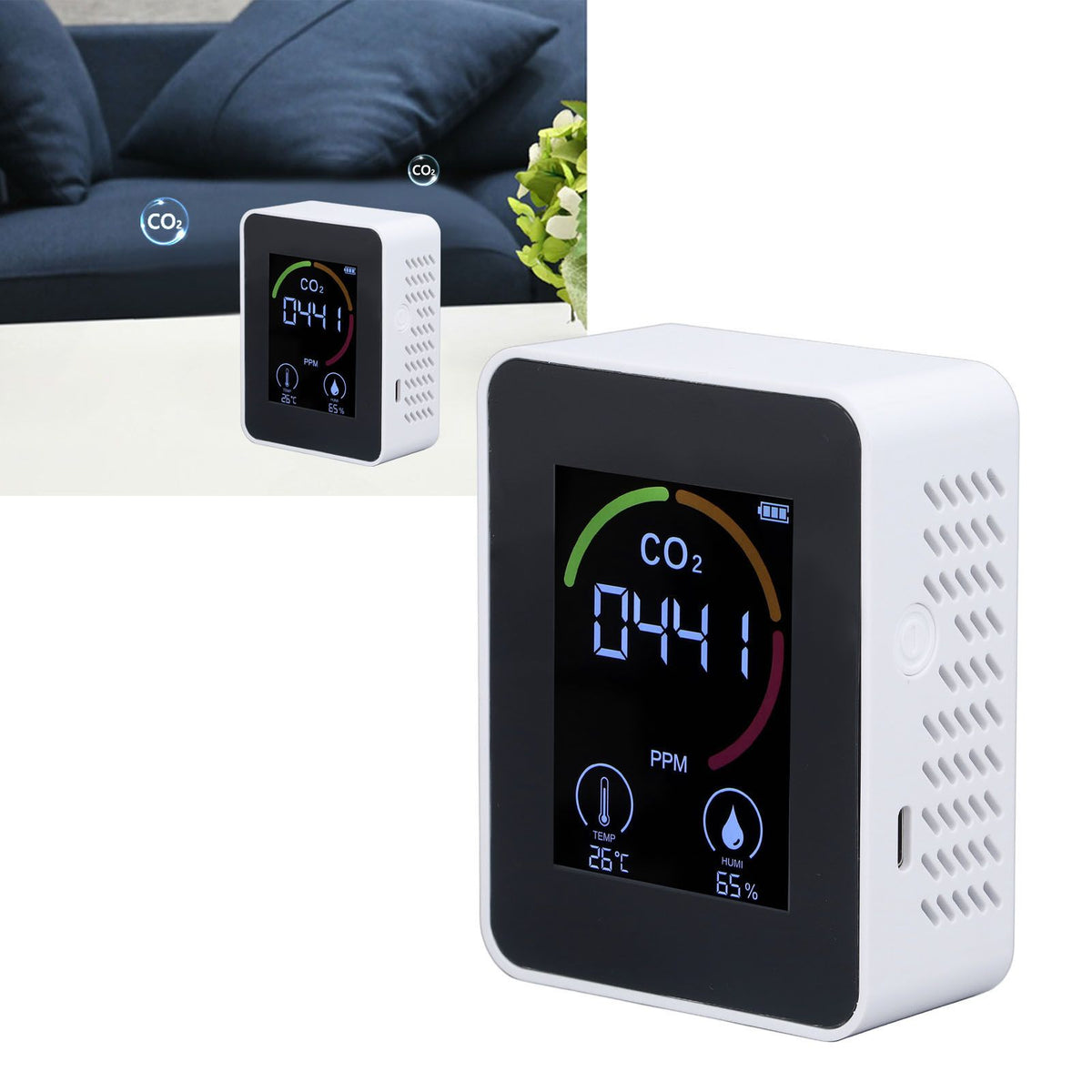 Digital Air Quality Monitor Carbon Dioxide Detector CO2 Tester Temperature Humidity Tester
