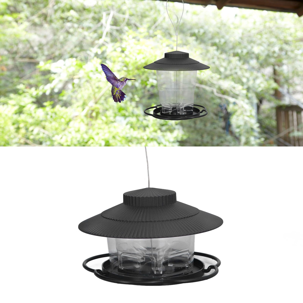 Bird Feeder 1L Durable ABS Easy Filling Transparent Container Portable Pavilion Design Hanging Bird Feeder