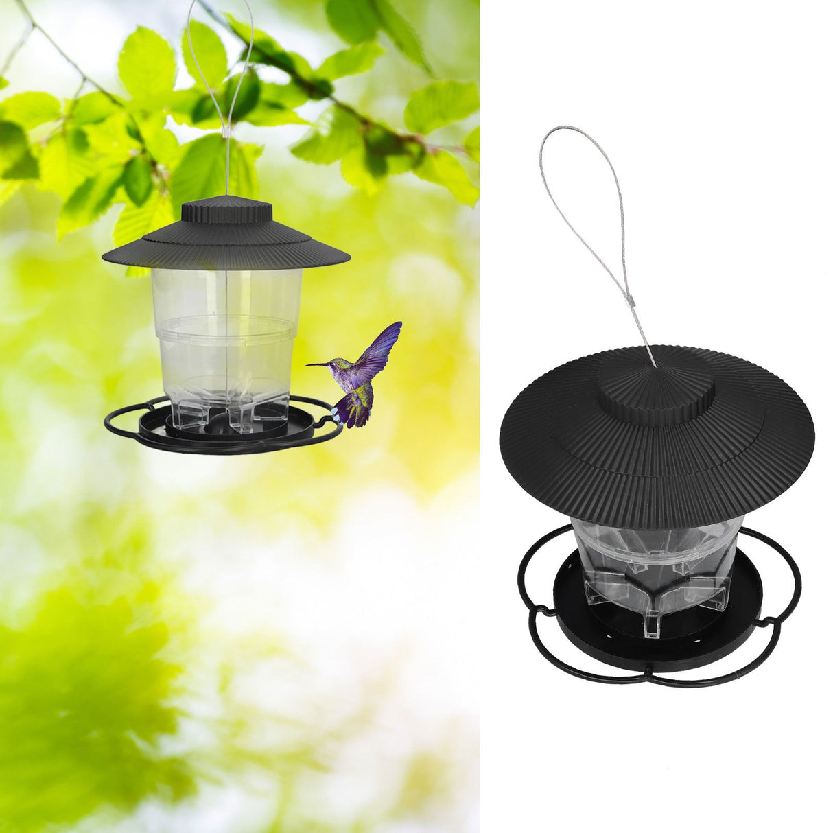 Bird Feeder 1L Durable ABS Easy Filling Transparent Container Portable Pavilion Design Hanging Bird Feeder