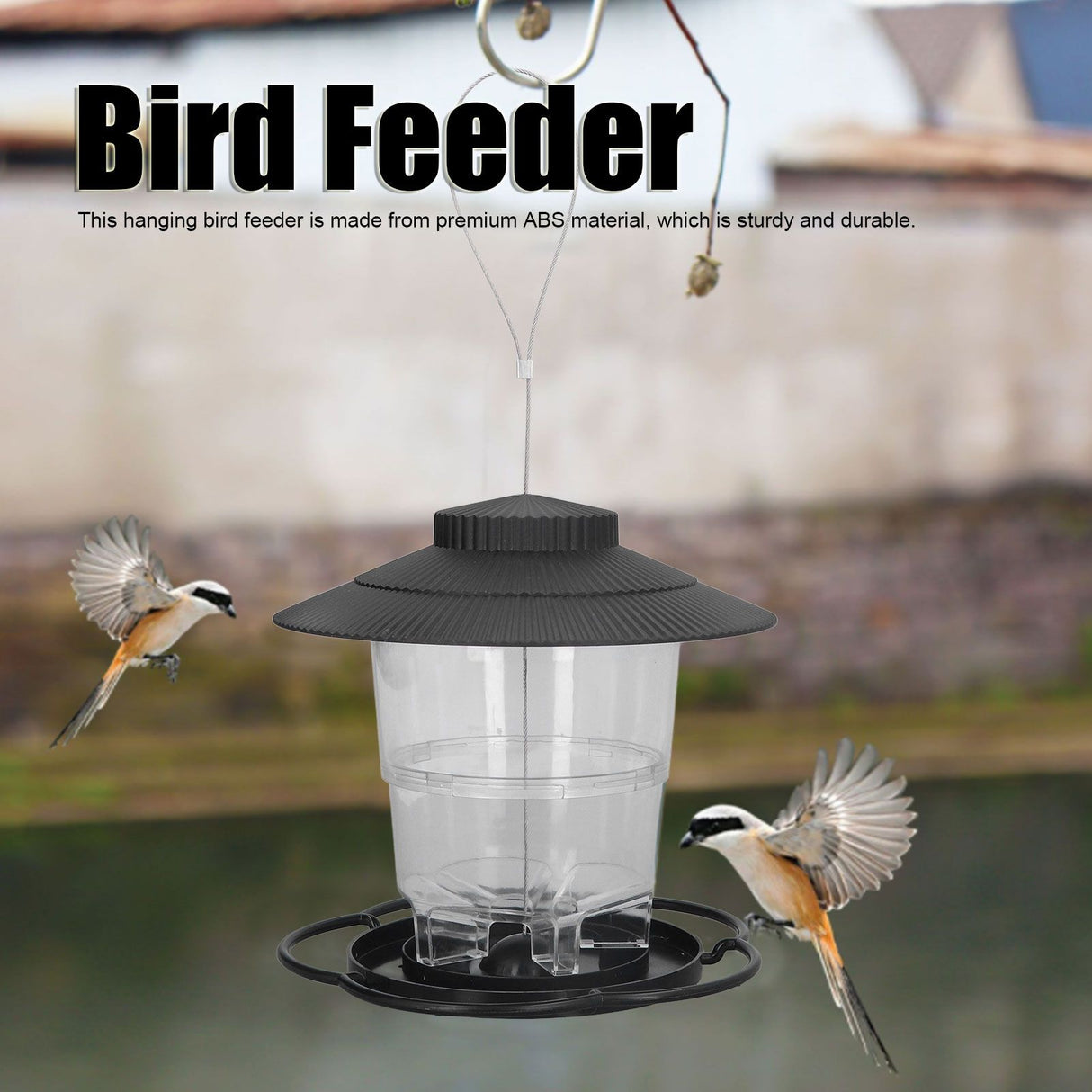 Bird Feeder 1L Durable ABS Easy Filling Transparent Container Portable Pavilion Design Hanging Bird Feeder