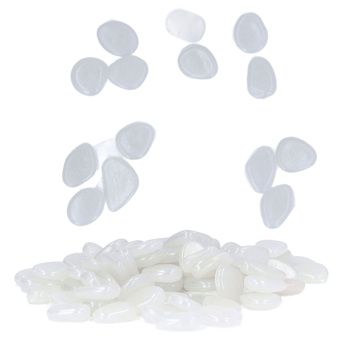 Outdoor Luminous Stones Colorful Fluorescent Luminous Pebbles for Dark Garden Courtyard Walkway Garden Trails 100 / Bag White