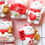 Lucky Cat Ornament Waving Arm Fortune Cat PVC Animal Figurine for Home Decoration 8Pcs in Set 8Pcs in 1 Set