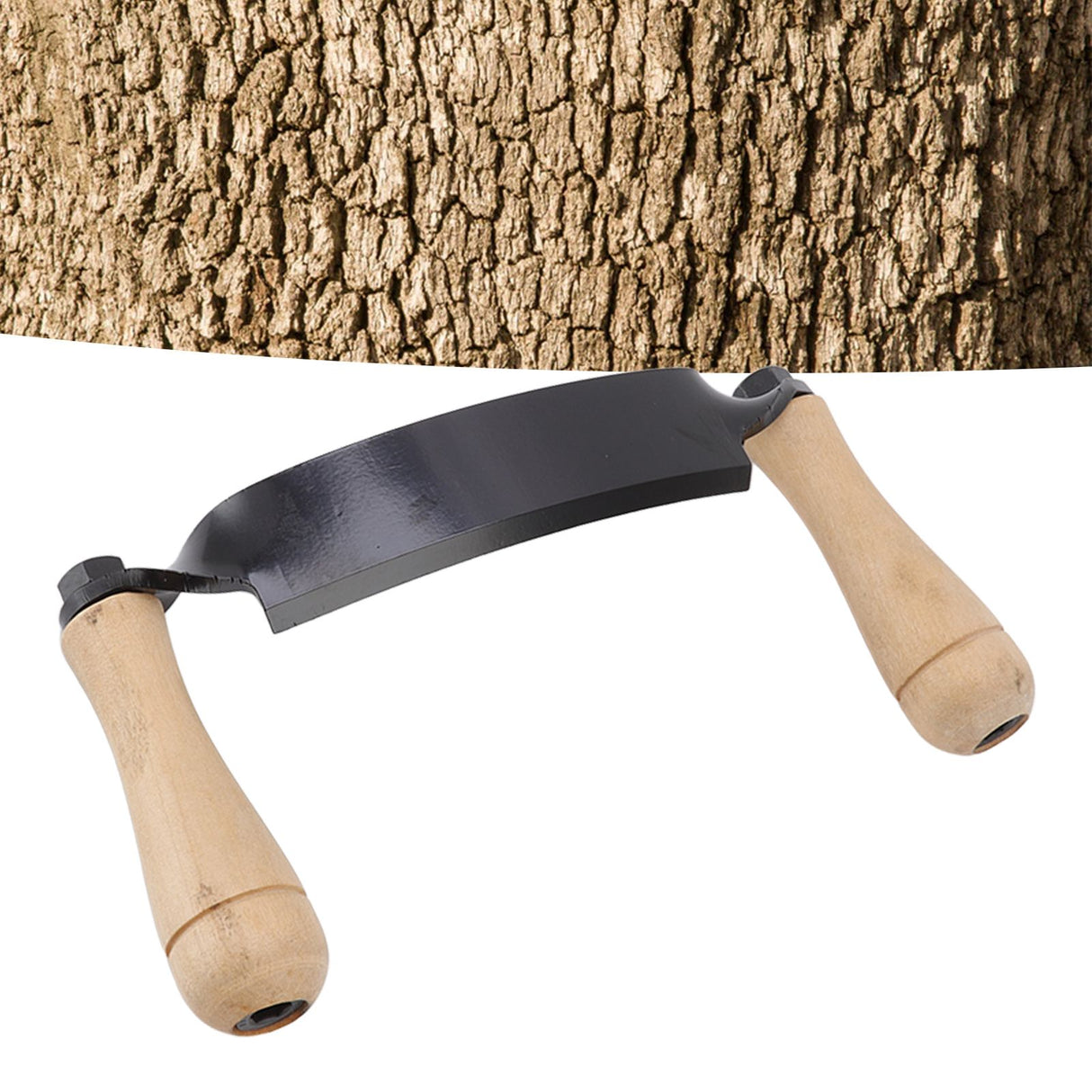 Draw Knife Wooden Handle HRC 30 Durable Tungsten Steel Curved High Sharpness Draw Shave Knife for Log Wood Furniture 8in
