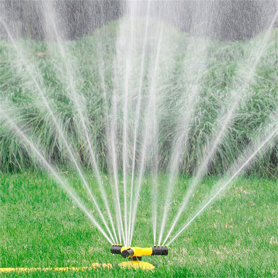 360 Degrees Automatic Rotating Sprinkler Three Prong Irrigation Lawn Sprinkler Garden Sprinkler Watering Device with Adapter Set