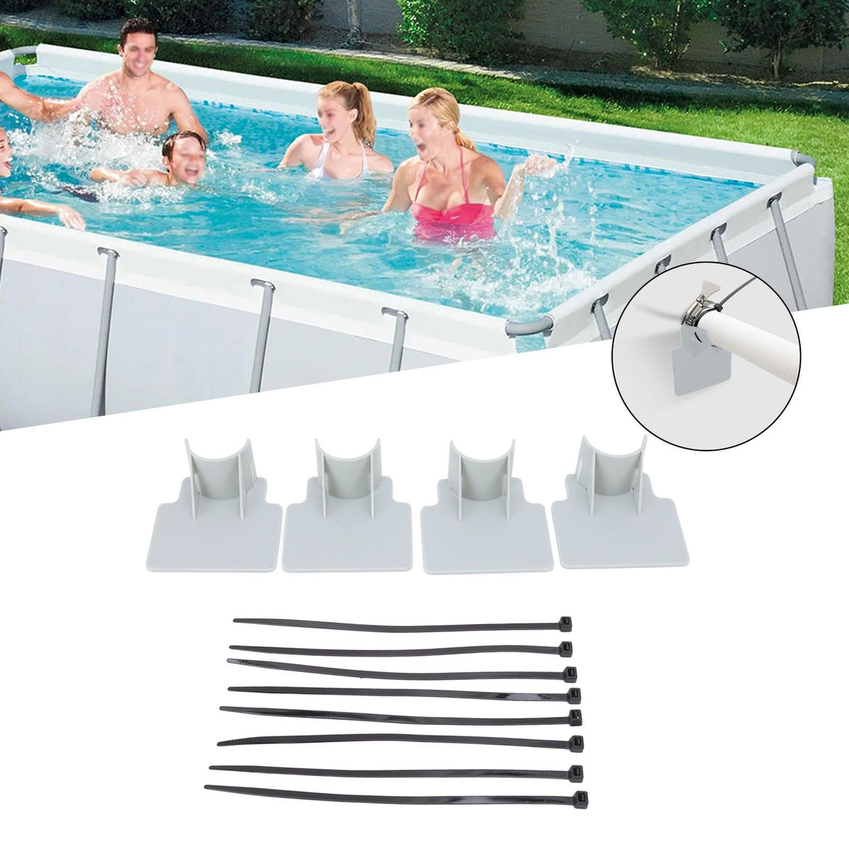 Swimming Pool Pipe Holders Adjustable Design Sturdy ABS Easy Installation Swimming Pool Hose Support Brackets Gray