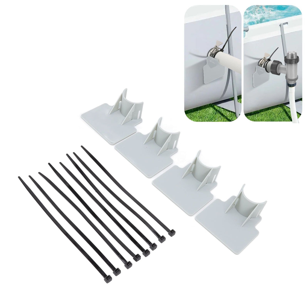Swimming Pool Pipe Holders Adjustable Design Sturdy ABS Easy Installation Swimming Pool Hose Support Brackets Gray