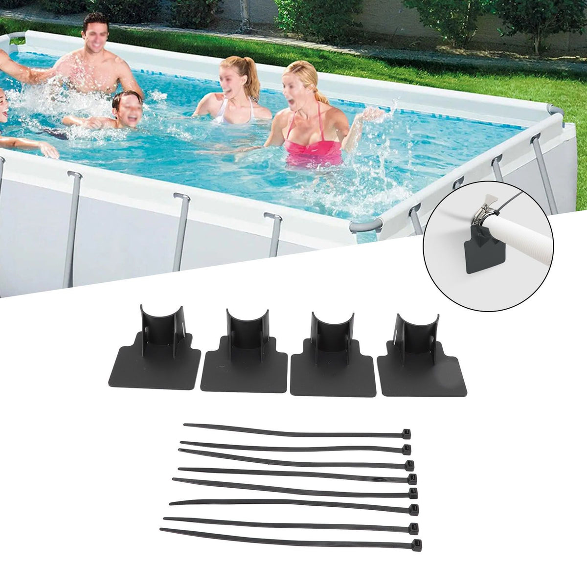 Swimming Pool Pipe Holders Adjustable Design Sturdy ABS Easy Installation Swimming Pool Hose Support Brackets Black